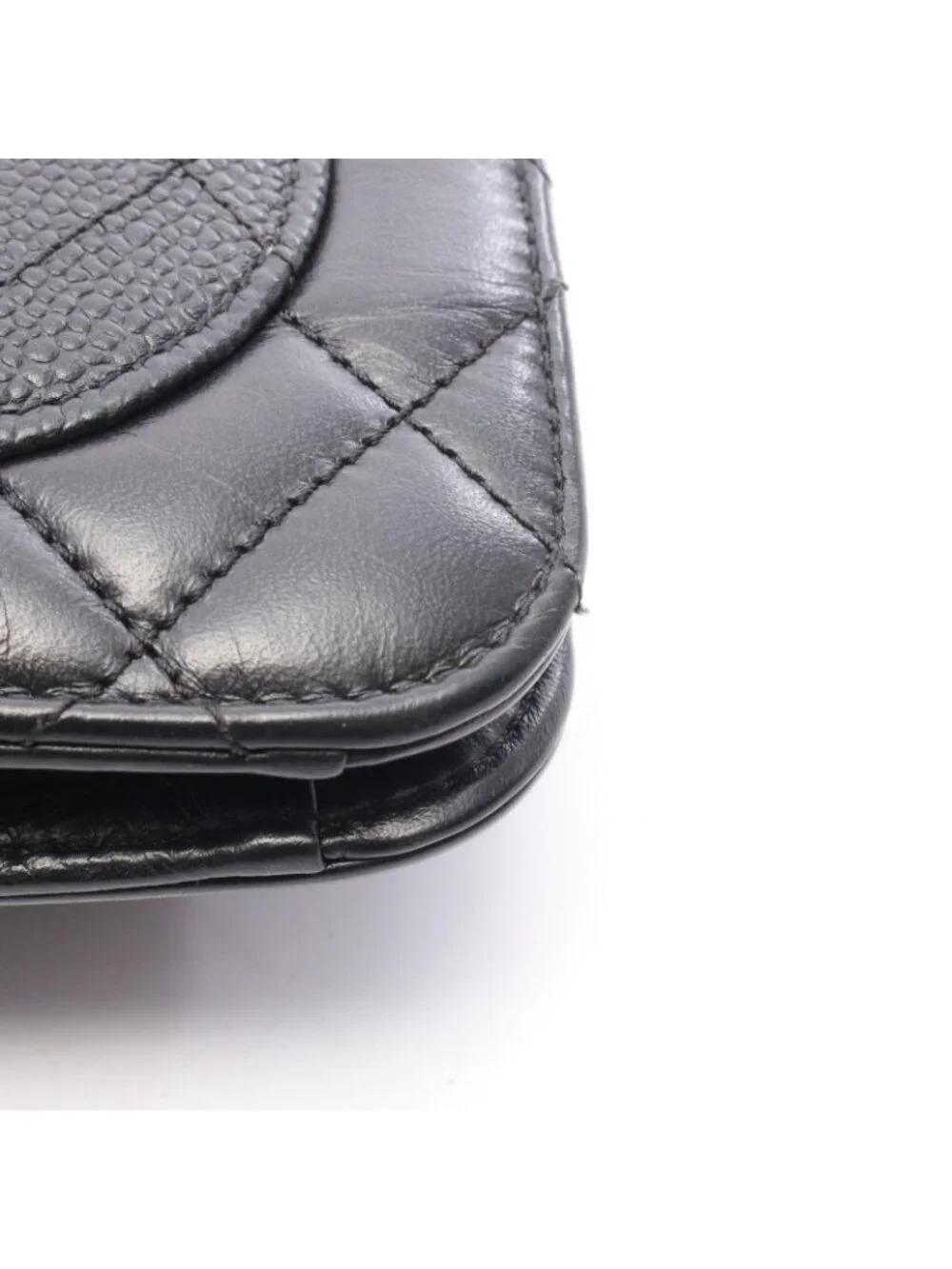Chanel Shoulder Bag Quilted Black Lambskin Trichomaterial Small Chain